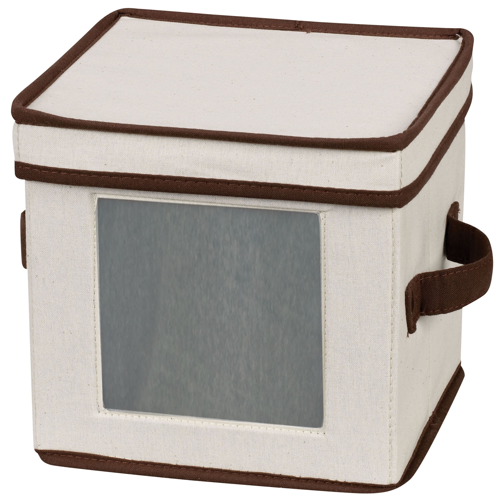Natural Canvas and Brown Trim Lidded Storage Box