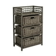 thumbnail image 1 of Household Essentials Woven 3 Drawer Chest with Cutout Handles, Paper Rope, Grey, 1 of 10