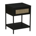 thumbnail image 1 of Household Essentials Woven Rattan End Table, Black Oak, 1 of 12