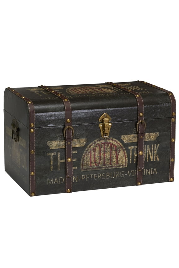 22" TOTTY Vintage Storage Trunk, Green and Black