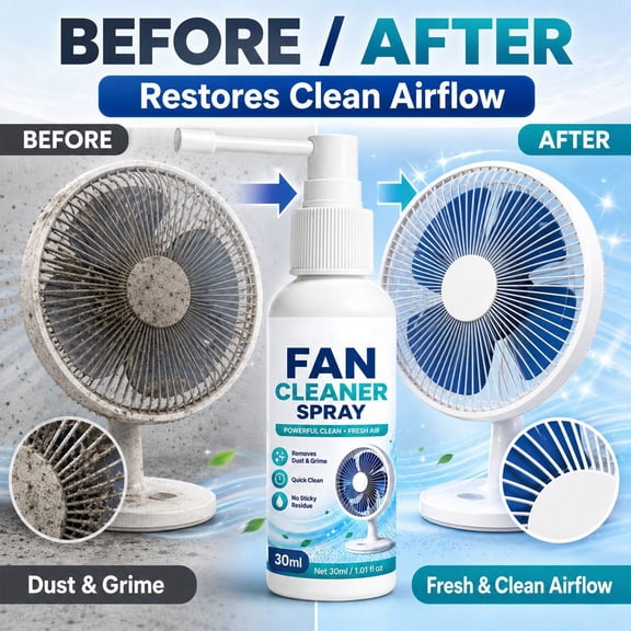 Household, Fan Cleaner, Dust Remover, Grime Remover, 30Ml 5X2 Inch Portable No-Rinse Formula for Desktop Fans, Table Fans, Portable Fans, Handheld Fans, Small Kitchen Appliances,