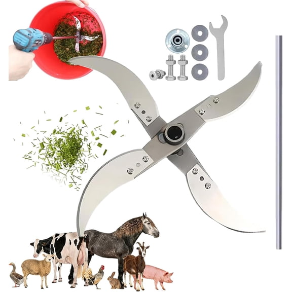 Household Farming Grass Shredder Knife Blades, 4/6 Blad Ultra Sharp Replacement Set, Heavy-Duty Grass Shredding Blade for Vegetable & Livestock Feed Chopper, Adjustable Diameter