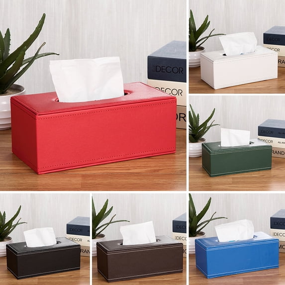 Household Faux Leather Tissue Box Storage Case Hotel Restaurant Paper Dispenser