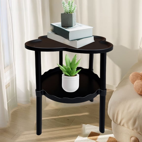 Household Four Leaf Sofa Side Table – 19.3x15 Inch Movable Storage Cart, Small Coffee Table with Wheels for Living Room