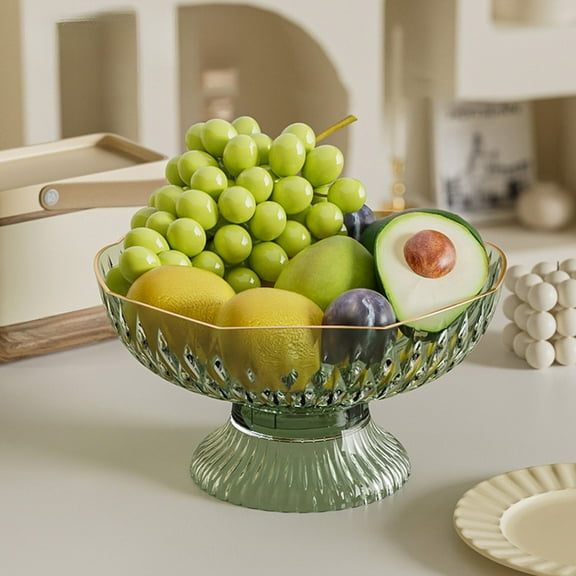 Household Fruit Tray, Draining Design, Living Room Dry Fruit Box, Snacks Candy Organizer, Transparent Plastic, Stable High legged, Large Capacity