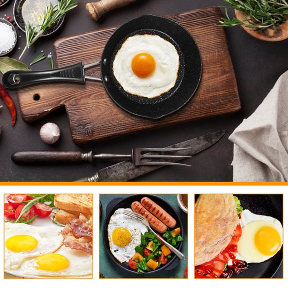 WEAVILUX Small Cast Iron Skillet for Eggs and Cooking, Black, Non-Stick Frying Pan, 1 Set