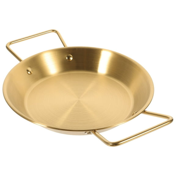 Household Frying Saucepan Binaural Stainless Steel Pasta Plate(Golden)