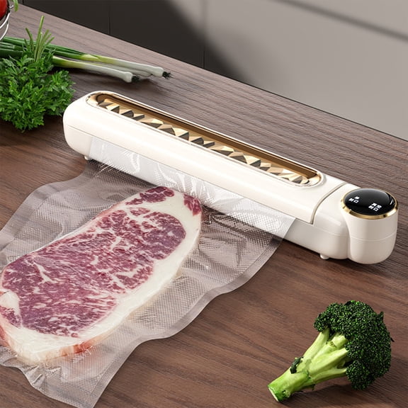 Household Fully Automatic Vacuum Sealing Machine, 60kPa Suction Power, Dry/Wet/Soft/Powder Modes, 30cm Sealing Line, One-Press Operation, Built-in Sink & Tabletop Protection White