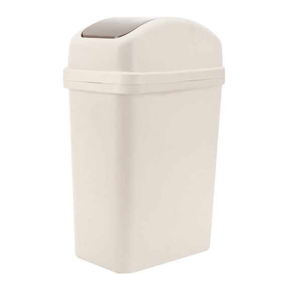 Household Garbage Can with Lid, Large Capacity Plastic Trash Can with Press Lid, Automatic Swinging Cover for Kitchen and Living Room