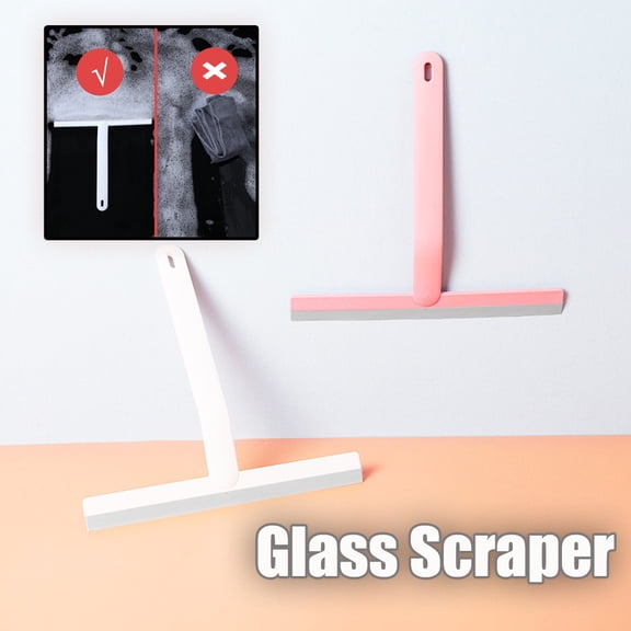 Household Glass Squeegee, Soft Rubber Window and Floor Wiper for Bathroom Doors, Mirrors, Office Glass, Tile and Countertop Cleaning, Pink