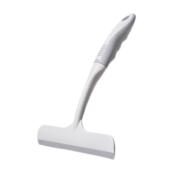 Household Glass Wiper and Squeegee, 26-Inch Long Handle Shower and Window Scraper with Soft Rubber Blade for Bathroom Mirrors and Countertops, White, 1-Pack