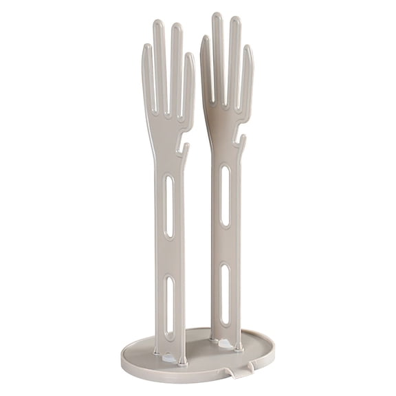 Mrasaso Gray Hand-Shaped Glove Drying Rack, 13.38in Tall Suction Cup Holder, Removable Ventilated Drainage Organizer for Kitchen & Bathroom