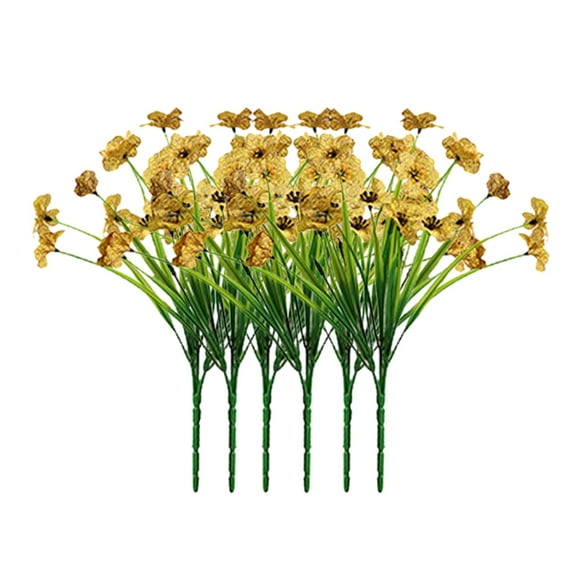 Household Imitation Clearance! FNGZ Artificial Flower Single Color 6Pc Yellow, 6Pc Artificial Flowers Bouquet Decoration Bridal Wedding Flower Real Latex Home Artificial Flowers Set