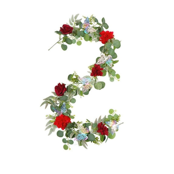 Household Imitation Clearance! FNGZ Artificial Rose Butterfly Vine Red, 1*Simulation Rose Butterfly Flower Vine