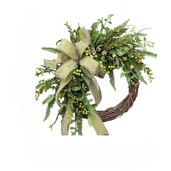 Household Imitation, Daily Wreath for the Front Door Green Pod Greenery Wreath Fall Wreath for Year Round Decoration Outside the Front Door Artificial Greenery Wreath for Home Wall and Window