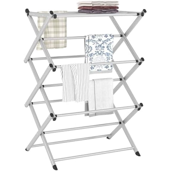 Household Indoor Folding Clothes Drying Rack, Dry Laundry and Hang Clothes,Towel Rack (Silver Gray) for Storage