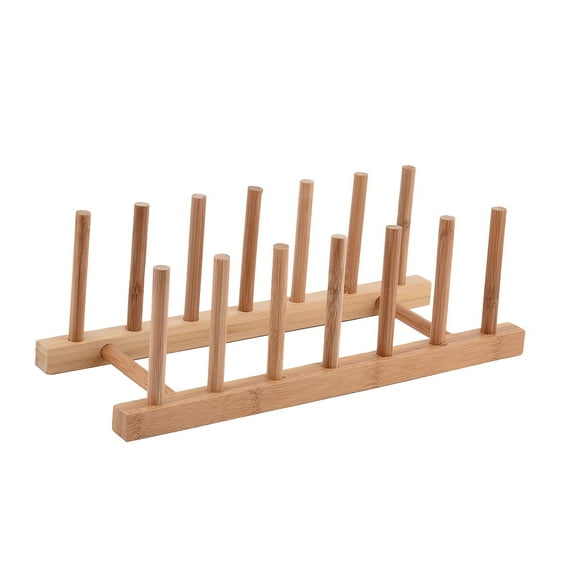 Household Kitchen Wood Dish Bowl Plate Holder Organizer Drying Rack Wood Color