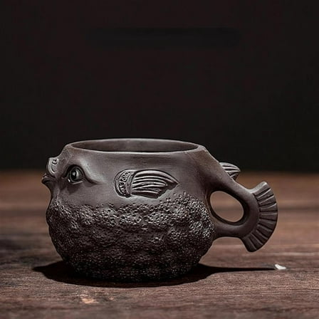 Household Kungfu Tea Creative Handmade Fugu Teapot With Purple Sand Yixing Zisha Teapot For Tea Cup Heated Kettle