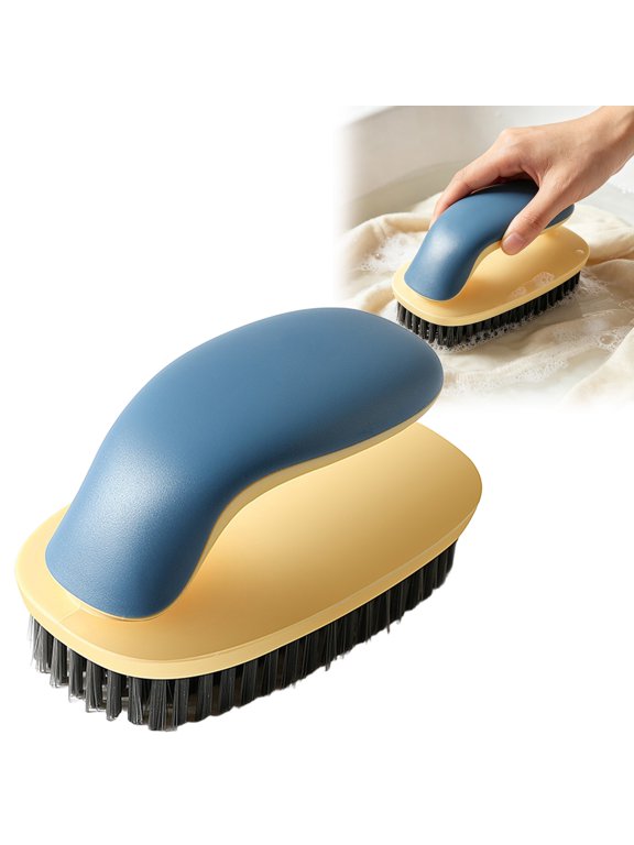 Household Laundry Brush with Handle Multifunctional Stain Removing for Home T-Shirt Sweater Coat and Daily Household Washing Cleaning (Blue)