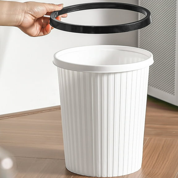 Household Lidless Pressure Ring Paper Basket - 1PC ABS Trash Can (21.5x25cm/9.8x8.4in) in Beige/White/Gray - Sturdy, Easy-Clean, Modern Design for Home Use，White