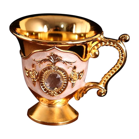 Household Metal White Wine Glass, Alloy Pattern Gemstoned Decoration Classical Wineware, Retro Drinking Cup for Home and Bar Use Unique Vintage Design for Tea Juice and Wine and Smooth Finish
