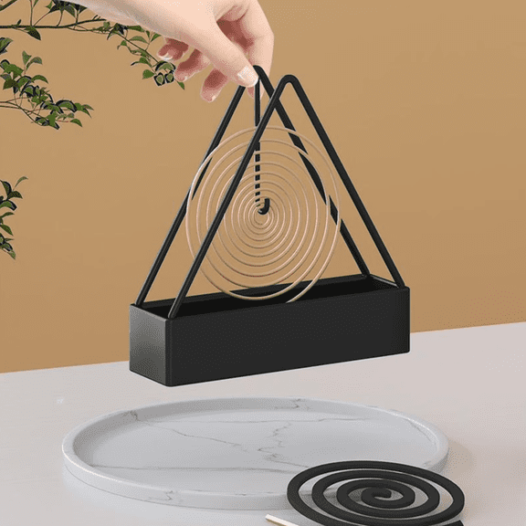 Household Mosquito Repellent Coil Rack, Small Triangular Wrought Iron Mosquito Coil Holder for Home, Durable Aromatherapy Stove, Stable Ash Tray Design, Versatile Hanging Hook A