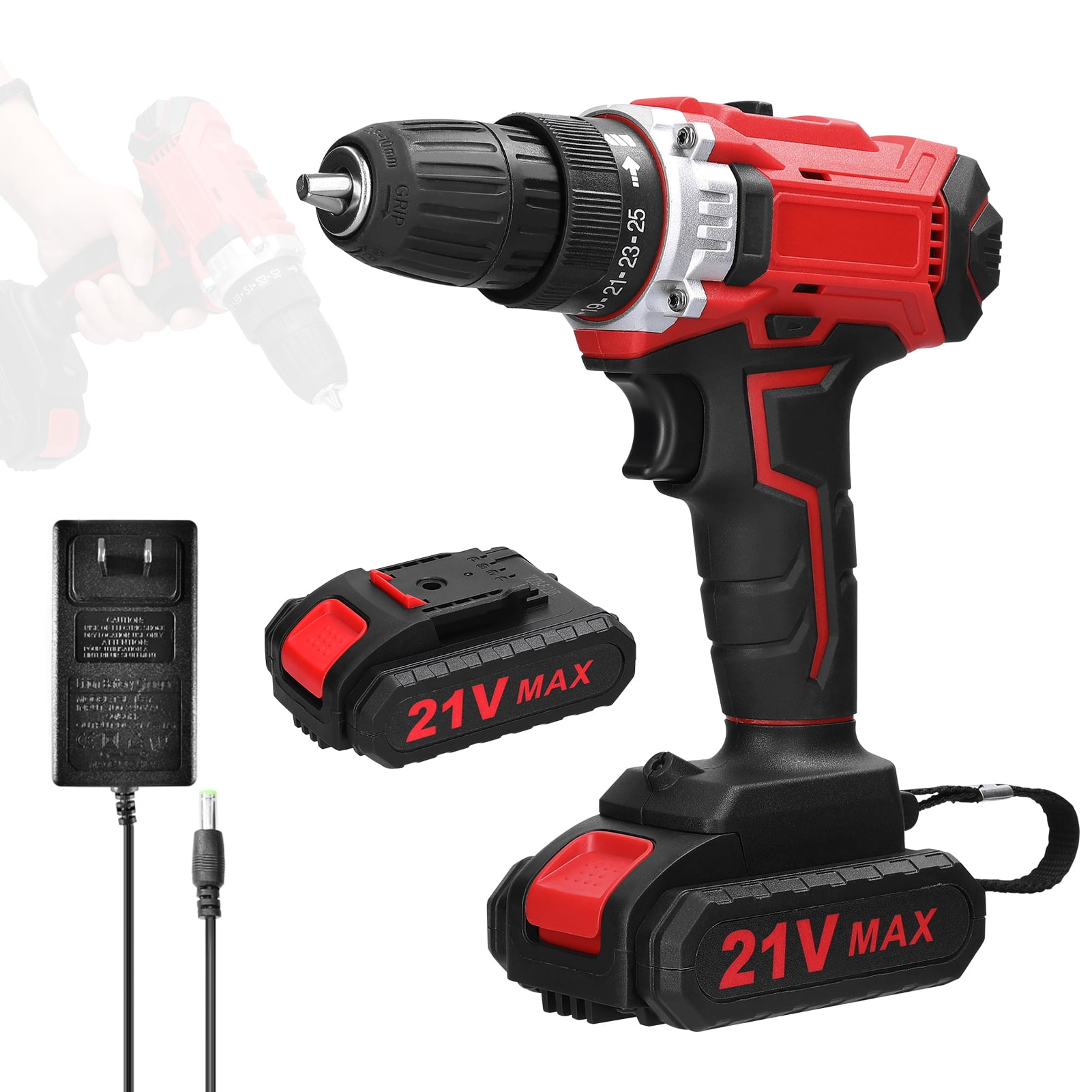 Household Multifuctional 21V Electric Drill 2 Speeds Control Stepless