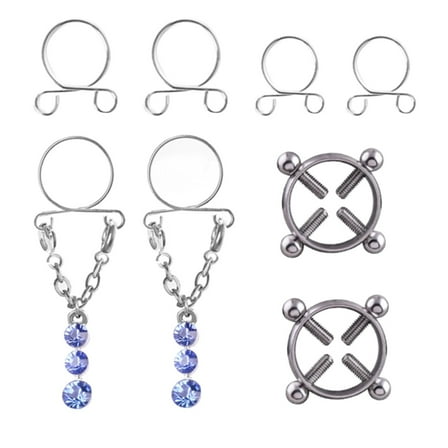 Household Pendant, Ongmies Fashion Water Drop Screw Non Pierced Nipple Ring Set Nipple Ring Body Jewelry(Blue), Blue