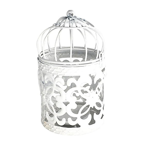 Household Pendant, Ongmies Hollow Candlestick Tealight Holder Small Bird Cage Vintage Candle Decorative Metal Candle Holder for Hanging or Table Top Home Decor Wedding Party Accessory White, Hangs