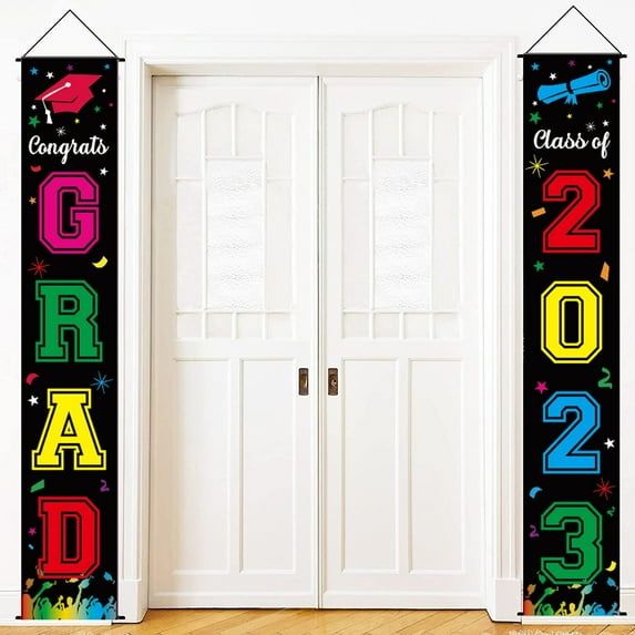 Household Pendant Promotion Sale! 2023 Graduation Banners Hanging Flags Porch Sign Class of 2023 & Congrats Grad Banner 2023 Graduation Decorations Party Supplies for Indoor/Outdoor Home Door Decor