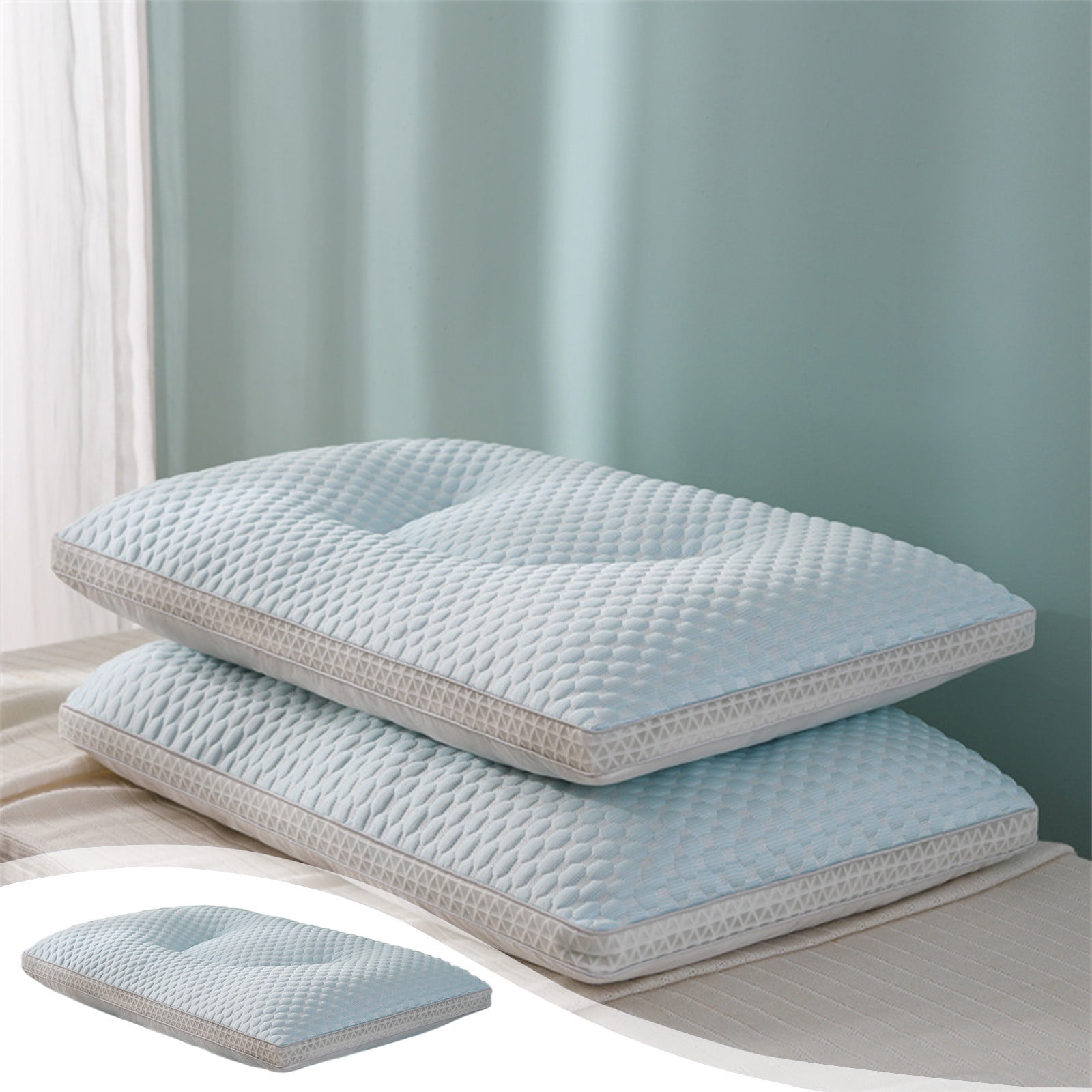 Household Pillow Sleep Enhancing Cervical Support Comfort Pillow, Cool Ice Silk Water Vertical Knitted Pillow, Ergonomic Pillows, Neck Pillow Cervicals Pillow for Neck Strain Relief