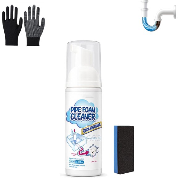 Household Pipe Foam Cleaner & Deodorizer, Pipe Foam Cleaner ,Foaming Drain Cleaner, Drain Clog Remover, Active Foam Clears Stubborn Clogs for Kitchen Sinks, BathroomDrains