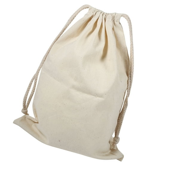 Household Plain Cotton Drawstring Storage Laundry Sack Stuff Bag for Travel Home Use 22 * 28CM