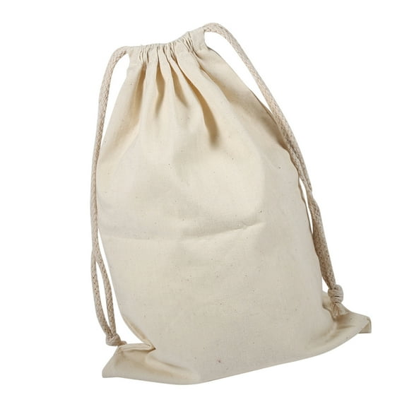 Household Plain Cotton Drawstring Storage Laundry Sack Stuff Bag for Travel Home Use 22*28CM