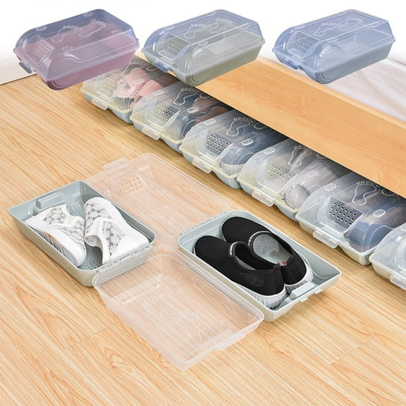 Household Plastic Shoe Box, Transparent Shoe Organizer, Stackable Shoe Storage Box, Breathable Design + Easy Access, Modern Style, For Men and Women, Shoe Display, Storage Bins | Shoe UKHBMC