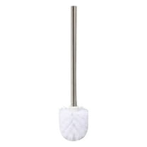 Household Plastic Stainless Steel Toilet Brush, 360 Degree Circular High-Density Brush Head, Ergonomic Handle, Easy to Clean and Replace, Strong Cleaning Power, Sturdy and Comfortable Grip White