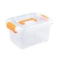 thumbnail image 1 of Household Storage Organizer Box with Lids and Handle Clear Stackable Craft Container Space Saving and Multipurpose Ideal for Tools Toys Clothes Orange-Large, 1 of 9