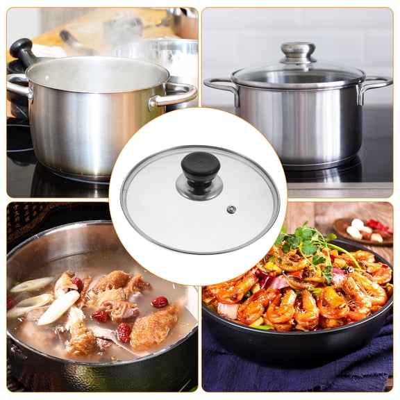 RENACLIPY Transparent Glass Pot Lid with Vent Hole Cookware Cover for Kitchen Use