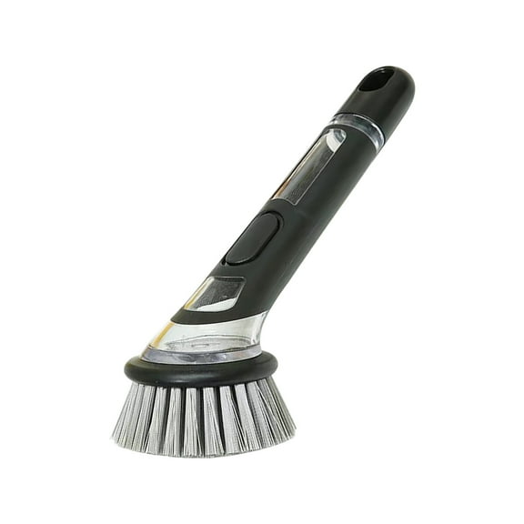 Household Press Type Liquid Dispenser Cleaning Brush, Kitchen Brush, Soap Foam Brush, Soft PET Bristles, Ergonomic Handle, Multi-Purpose, Cup, Dish, Countertop, Sink, Home Cleaning Tool