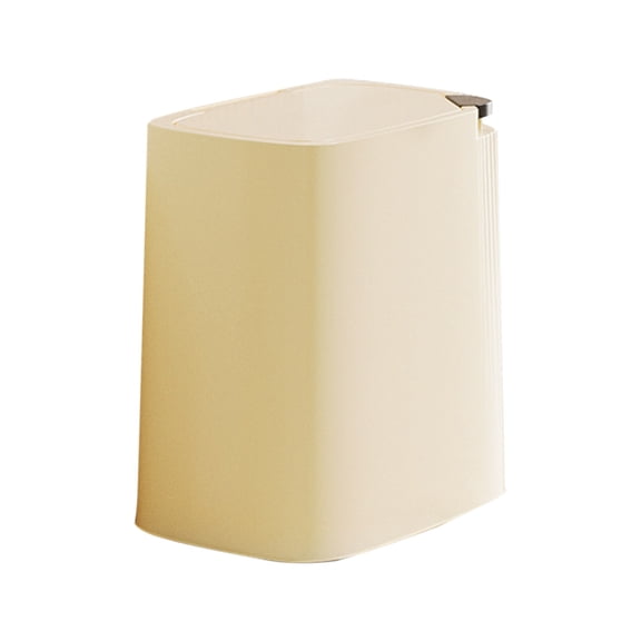 Household Push Type Trash Can 12L, Yellow with Lid and Deodorant for Living Room Kitchen Bathroom, Light Luxury Garbage Bin