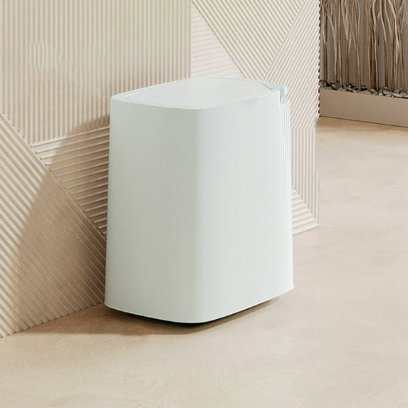 Household Push Type Trash Can, 29cm Plastic Garbage Bin with Lid for Living Room Kitchen Bathroom
