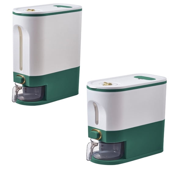 Household Rice Storage Box Insect-Proof and Moisture-Proof Sealed Container Rice Storage Box,White-Green