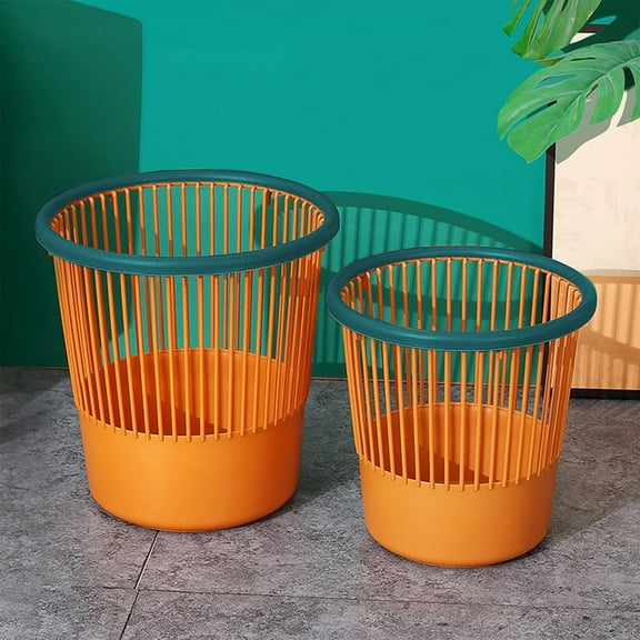 Cute Desktop Trash Can with Push-Open Lid, Mini Small Trash Bin for Office Desk, Car, & Home, 0.5L Capacity，Orange