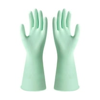 Household Rubber Gloves with Cotton Liner & Non-slip Grip, Waterproof Long Lasting Dishwashing Gloves for Kitchen & Bathroom Cleaning, 1 Pair