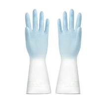 Household Rubber Gloves with Cotton Liner & Non-slip Grip, Waterproof Long Lasting Dishwashing Gloves for Kitchen & Bathroom Cleaning, 1 Pair