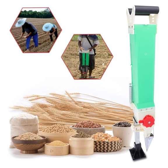 Household Seeding Machine, Manual Handheld Corn Seeder Seed Fertilizer Spreader Planter