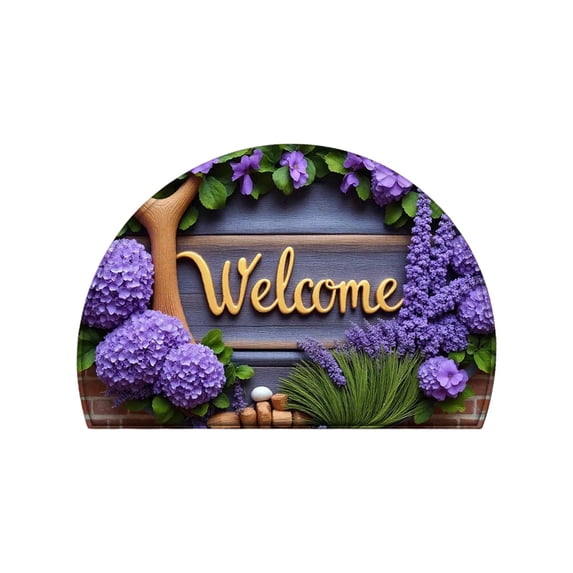 Household Semi-Circular Foyer Mat, Easy Clean Slip Resistant Pad Decorative Entrance Carpet for Kitchen and Bedroom Entryways
