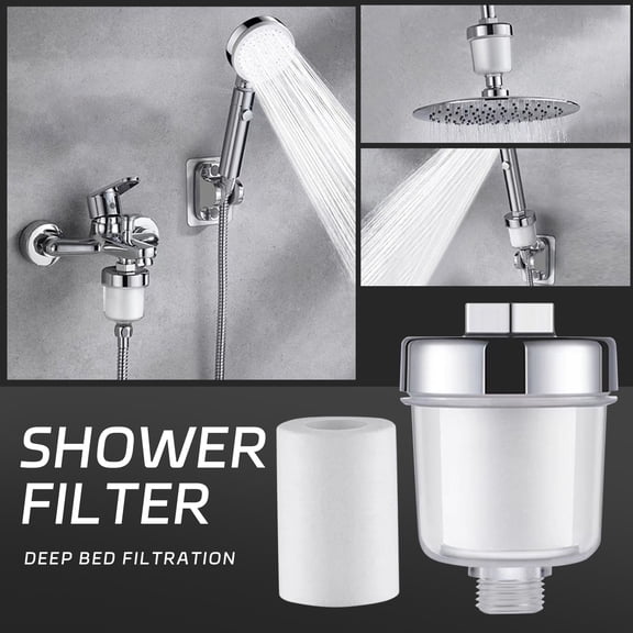 Household Showerhead Filter Universal Shower Water Purifier for Hard Water Softening & Impurity Removal Improves Skin Hair Health Compact 2 x 4 Inch