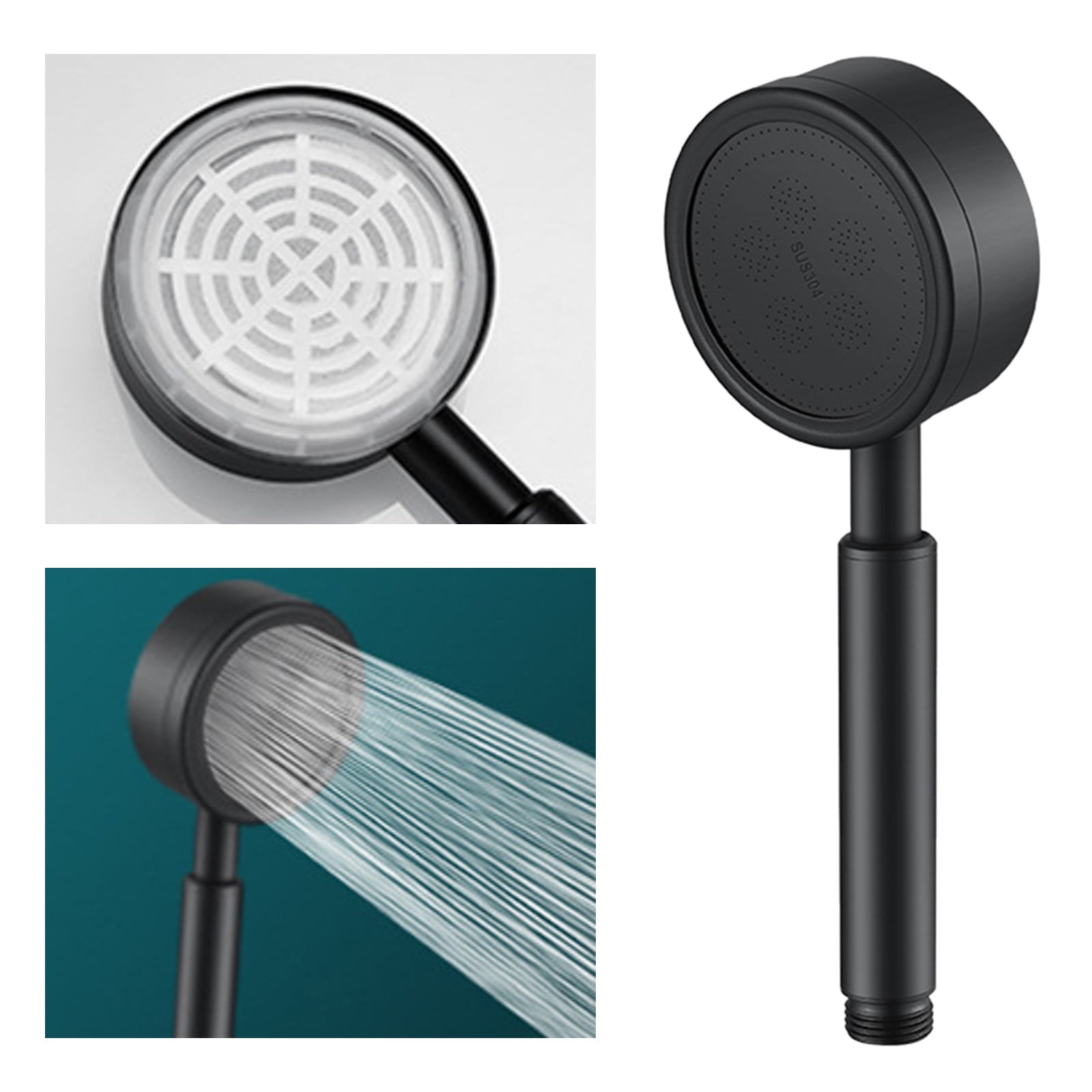 Household Showerhead Stainless Steel Durable Light up Shower Head Clip