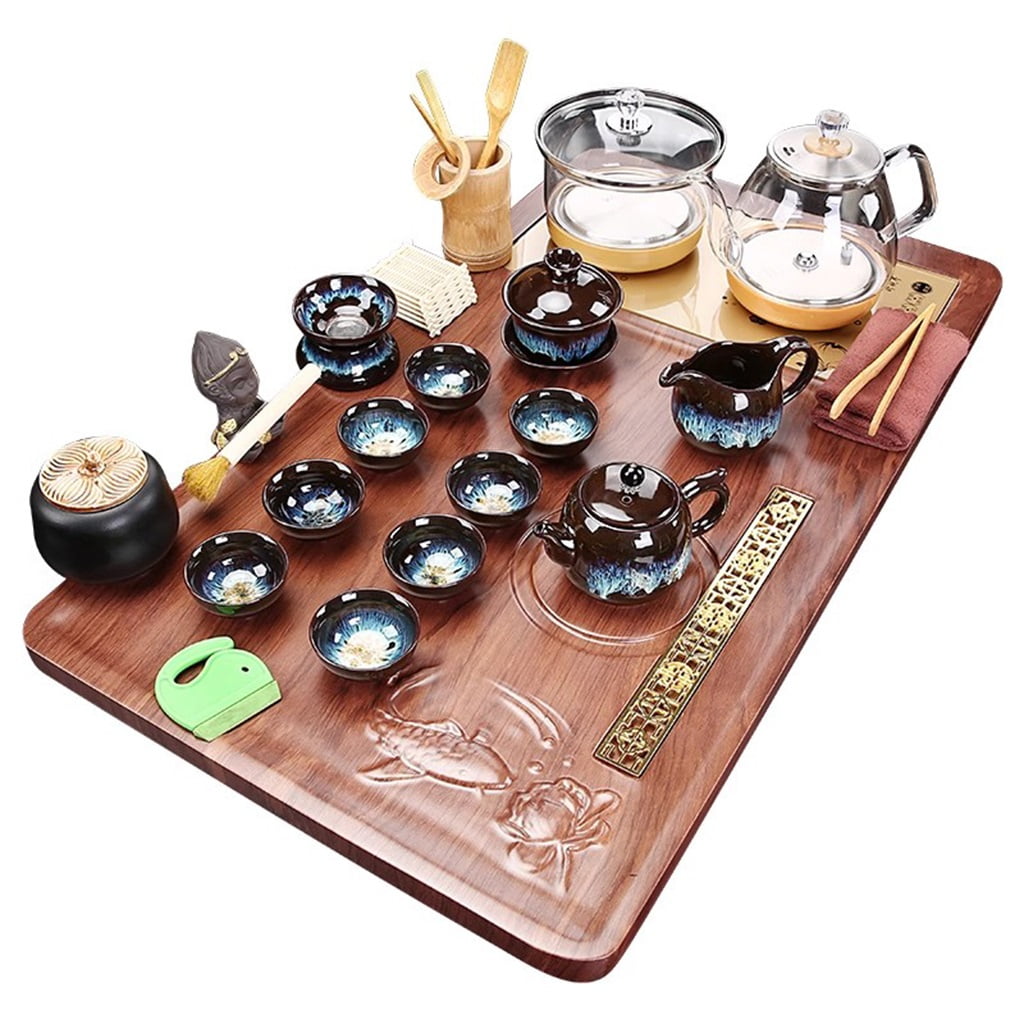 Household Simple Tea Set Tea Tray,Chinese Ceramic Gongfu Tea Set with ...